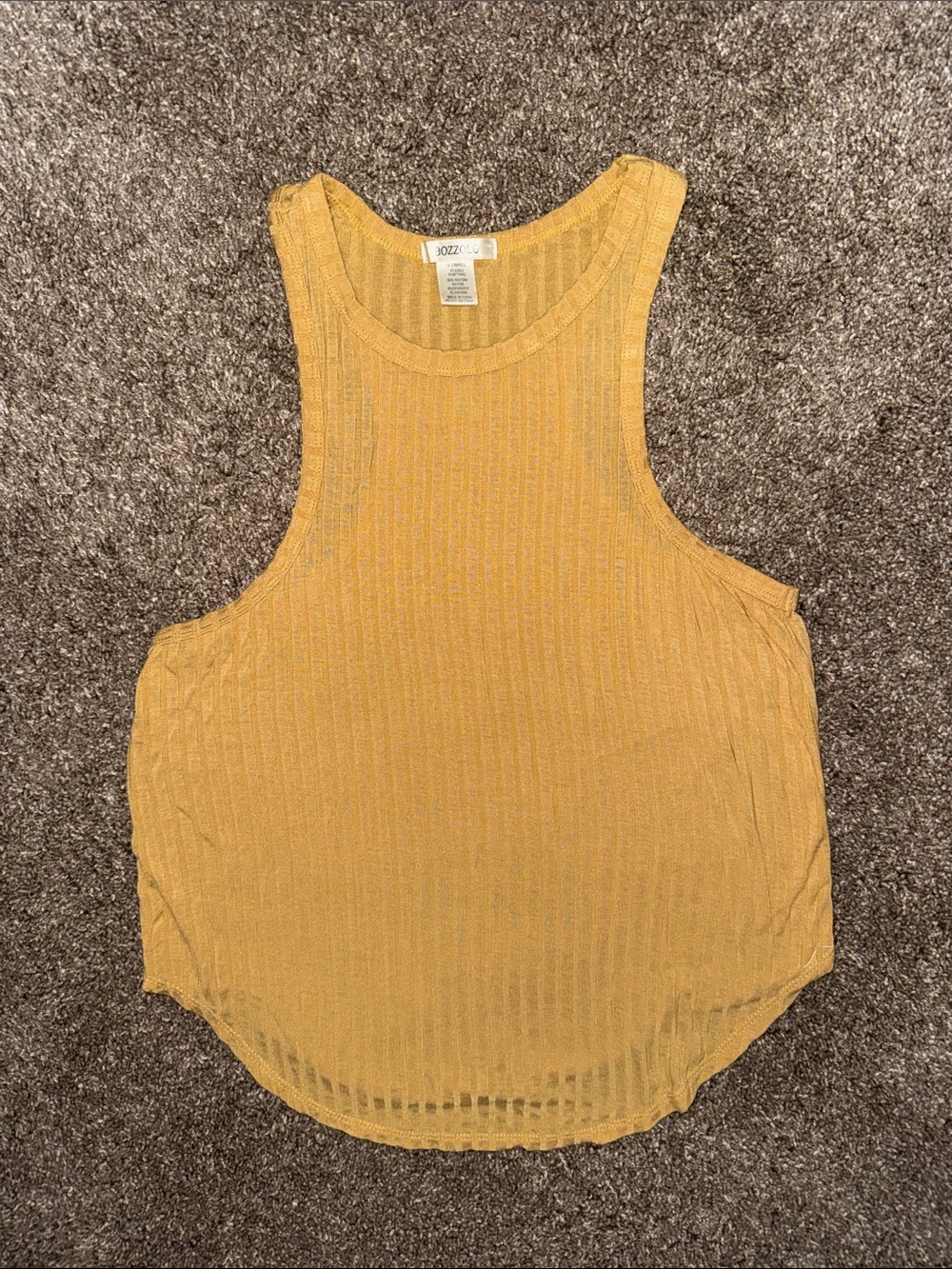 xs bozzolo mustard yellow racerback tank